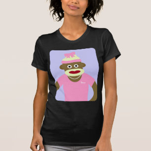 Customized Name or Monogram Sock Monkey Girl T-Shirt