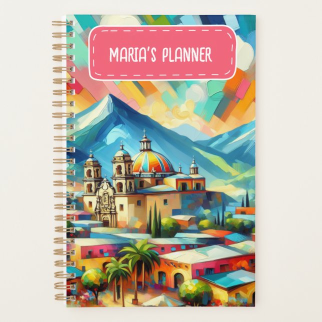Customized Name Painted Mexican Landscape Planner (Front)