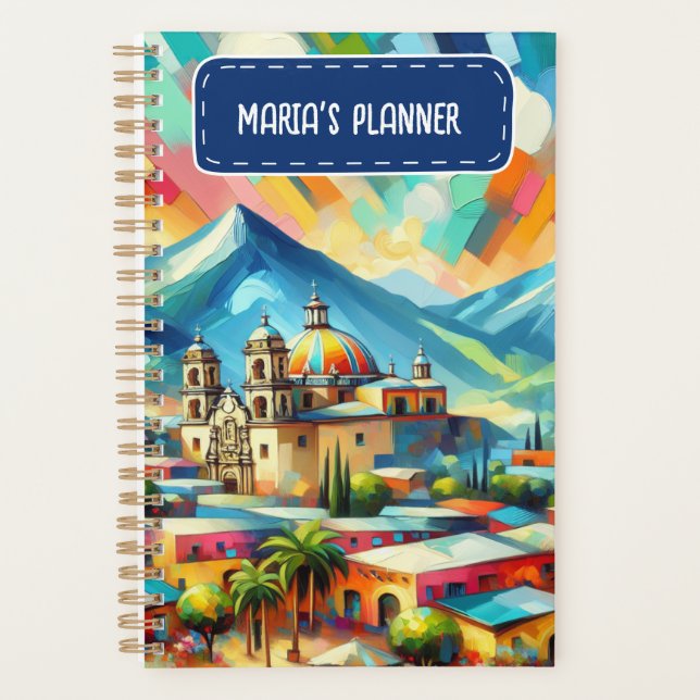 Customized Name Painted Mexican Landscape Planner (Front)
