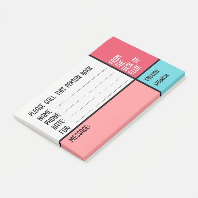 Customized Name Phone Message Office Post-it Notes (Angled)