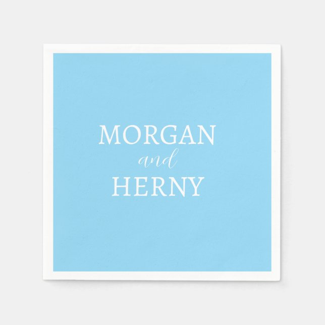 CUSTOMIZED NAME STYLISH MODERN BABY BLUE WEDDING NAPKIN (Front)