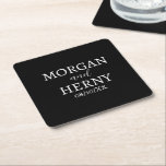 CUSTOMIZED NAME STYLISH MODERN BLACK WEDDING SQUARE PAPER COASTER<br><div class="desc">CUSTOMIZED NAME STYLISH MODERN ELEGANT WEDDING BLACK COLOUR PAPER COASTER.</div>