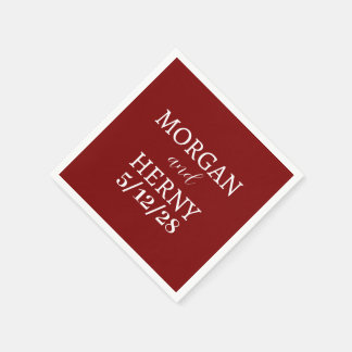 CUSTOMIZED NAME STYLISH MODERN BURGUNDY WEDDING NAPKIN