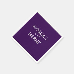 CUSTOMIZED NAME STYLISH MODERN DARK PURPLE WEDDING NAPKIN