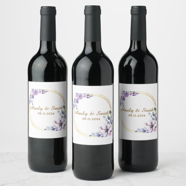 Customized Name Stylish Modern Elegant Wedding . Wine Label (Bottles)