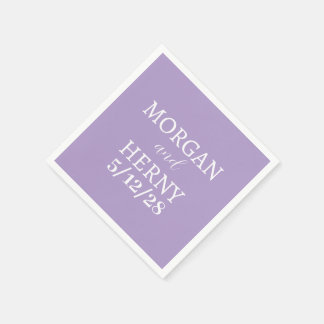 CUSTOMIZED NAME STYLISH MODERN LAVENDER WEDDING NAPKIN