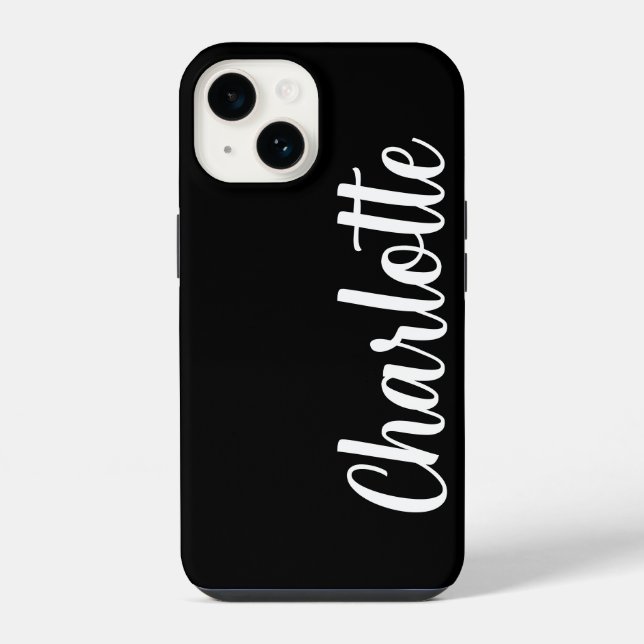 Customized Name Stylish Modern Minimal black  iPhone Case (Back)