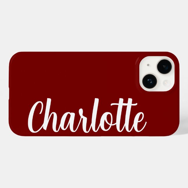 Customized Name Stylish Modern Minimal Cherry Red Case-Mate iPhone Case (Back (Horizontal))