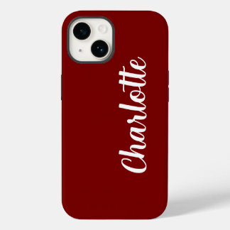 Customized Name Stylish Modern Minimal Cherry Red iPhone 14 Case