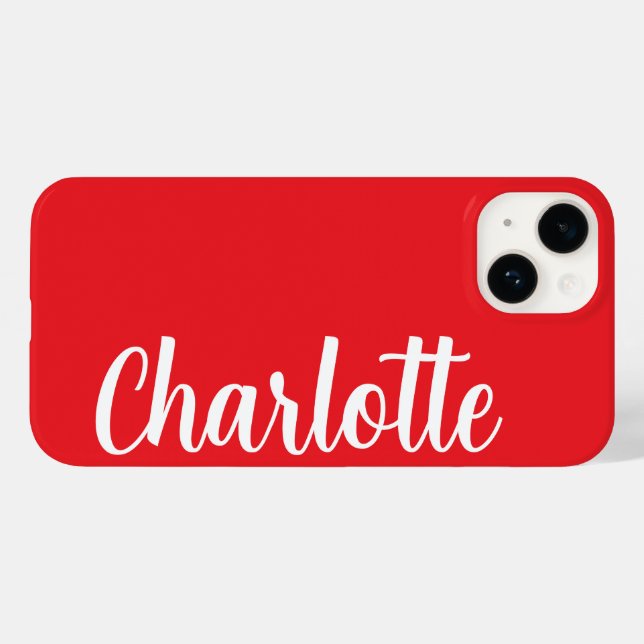 Customized Name Stylish Modern Minimal Classic Red Case-Mate iPhone Case (Back (Horizontal))