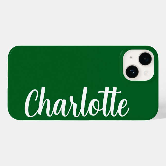 Customized Name Stylish Modern Minimal Dark Green Case-Mate iPhone Case (Back (Horizontal))