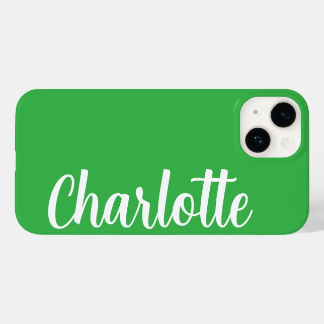 Customized Name Stylish Modern Minimal Green Case-Mate iPhone Case (Back (Horizontal))