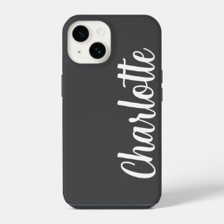 Customized Name Stylish Modern Minimal Grey iPhone 14 Case