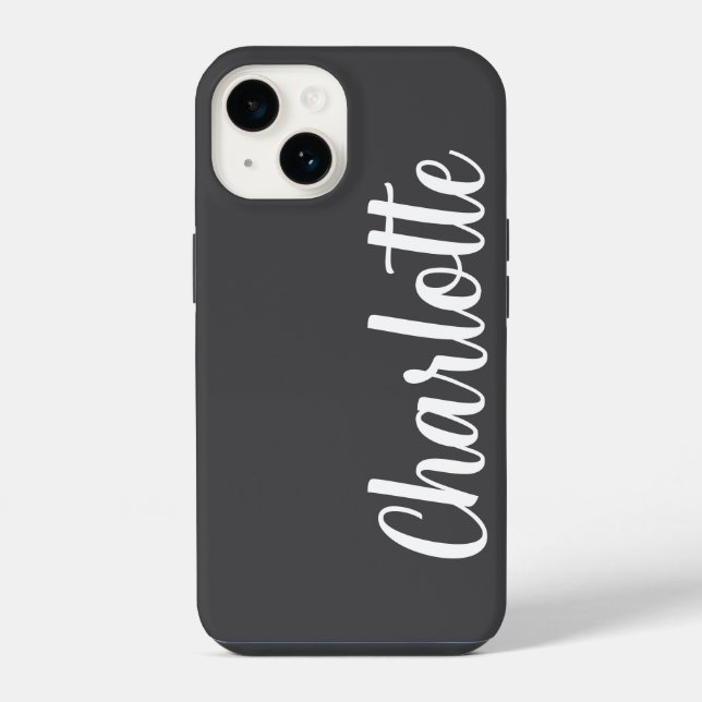 Customized Name Stylish Modern Minimal Grey iPhone Case (Back)