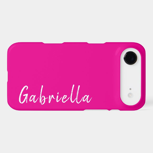 Customized Name Stylish Modern Minimal Hot Pink (Verso (Horizontal))