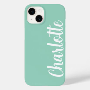 Customized Name Stylish Modern Minimal light teal Case-Mate iPhone 14 Case