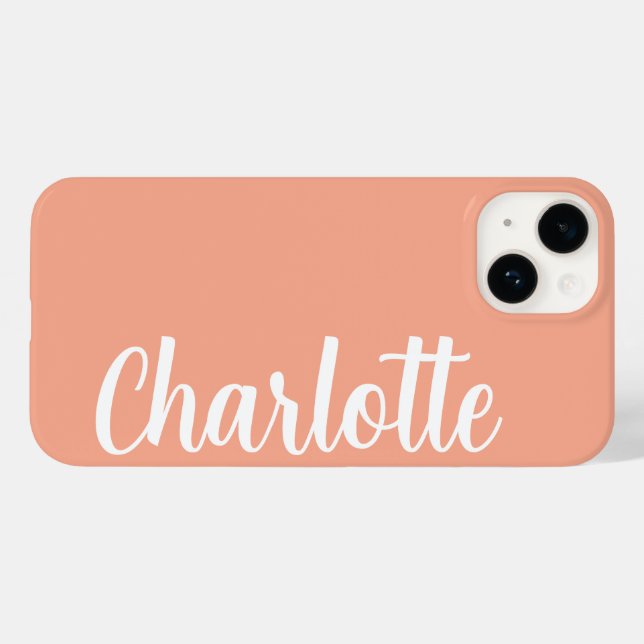 Customized Name Stylish Modern Minimal Peach Colou Case-Mate iPhone Case (Back (Horizontal))