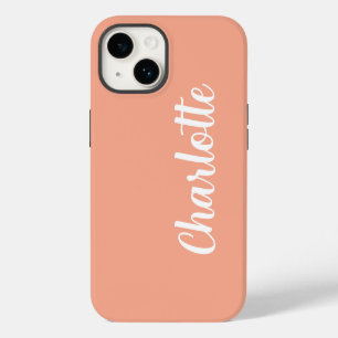 Customized Name Stylish Modern Minimal Peach Colou iPhone 14 Case
