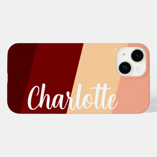 Customized Name Stylish Modern Minimal Red Colour Case-Mate iPhone Case (Back (Horizontal))