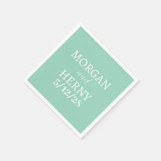 CUSTOMIZED NAME STYLISH MODERN MINT WEDDING NAPKIN