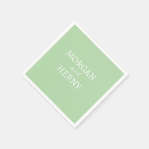 CUSTOMIZED NAME STYLISH MODERN PALE GREEN WEDDING NAPKIN