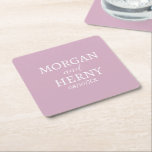 CUSTOMIZED NAME STYLISH MODERN PALE WINE WEDDING  SQUARE PAPER COASTER<br><div class="desc">CUSTOMIZED NAME STYLISH MODERN ELEGANT WEDDING PALE WINE COLOUR PAPER COASTER.</div>