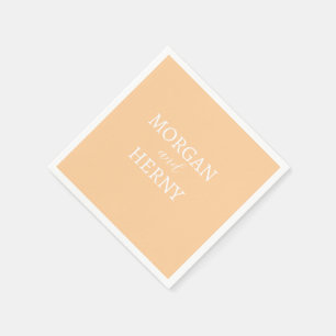 CUSTOMIZED NAME STYLISH MODERN PEACH COLOR WEDDING NAPKIN