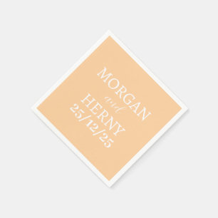 CUSTOMIZED NAME STYLISH MODERN PEACH COLOR WEDDING NAPKIN