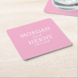 CUSTOMIZED NAME STYLISH MODERN PINK WEDDING  SQUARE PAPER COASTER<br><div class="desc">CUSTOMIZED NAME STYLISH MODERN ELEGANT WEDDING  PINK COLOUR PAPER COASTER.</div>