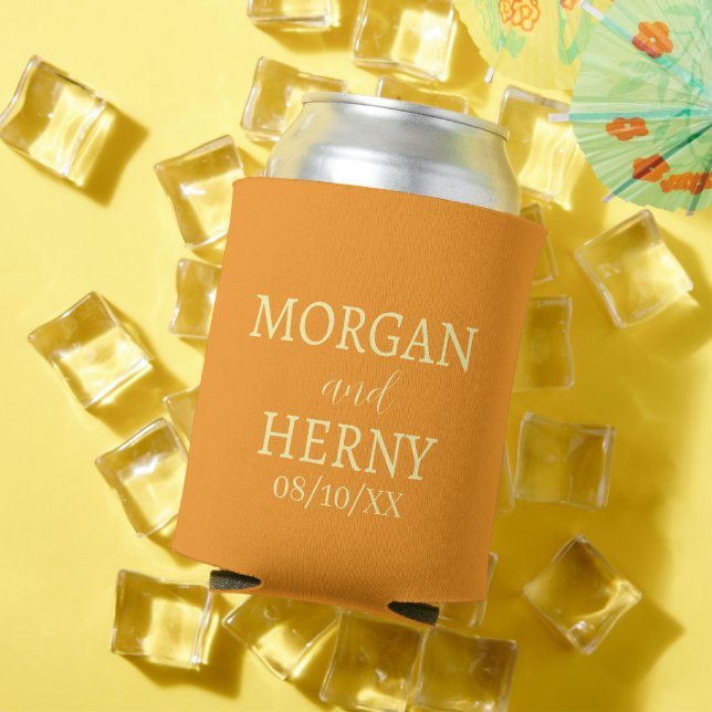 CUSTOMIZED NAME STYLISH MODERN WEDDING  CAN COOLER (In Situ Summer)
