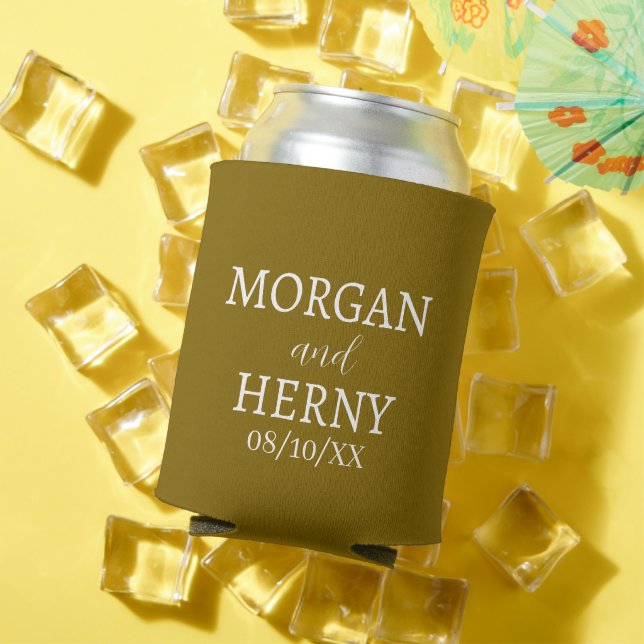 CUSTOMIZED NAME STYLISH MODERN WEDDING  CAN COOLER (In Situ Summer)
