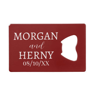 CUSTOMIZED NAME STYLISH MODERN WEDDING  CREDIT CARD BOTTLE OPENER