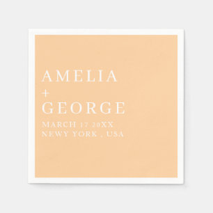 CUSTOMIZED NAME STYLISH MODERN WEDDING PEACH   NAPKIN