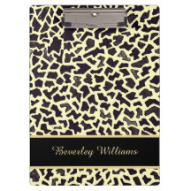 Customized Name Text Leopard Mosaic Clipboard