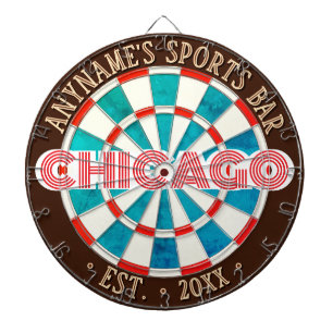 Customized Name's Sports Bar CHICAGO Chitown Pride Dartboard