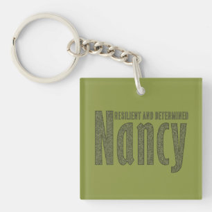 Customized "Nancy" Name Dark Army Green Camouflage Keychain