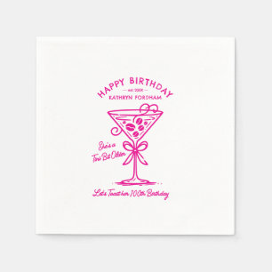 Customized Napkins 100th Birthday  Pink Martini