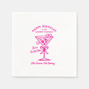 Customized Napkins 70th Birthday  Pink Martini