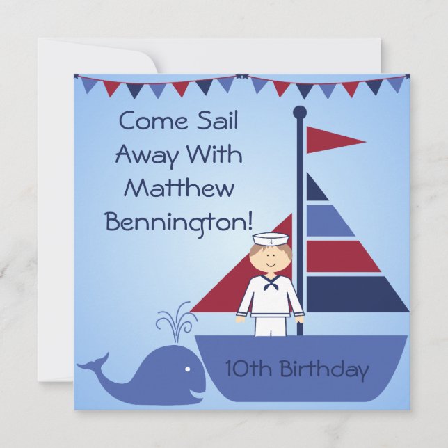 Customized Nautical Birthday Invites (Front)