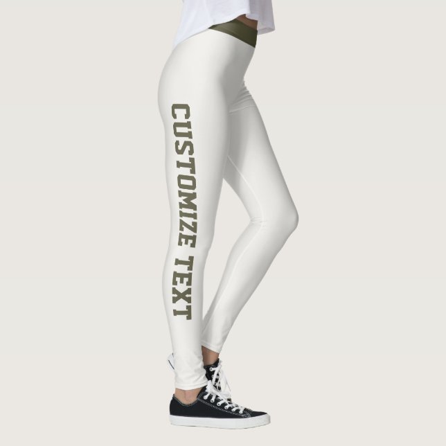 Customized Neutral Dark Olive Women Fun Athleisure Leggings (Right)