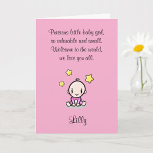Customized New Baby Congratulations With Name,  Card