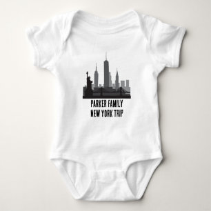 Customized New York Trip Skyline Statue of Liberty Baby Bodysuit