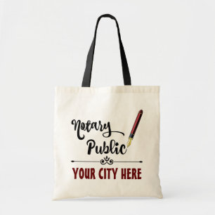 Customized Notary Public Burgundy Ink Pen Tote Bag