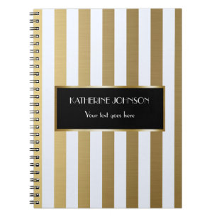 Customized Notebook Gold White Lines Background