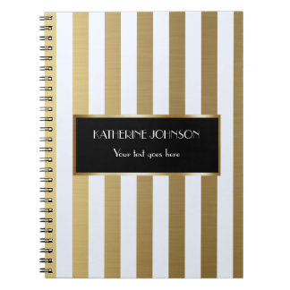 Customized Notebook Gold White Lines Background