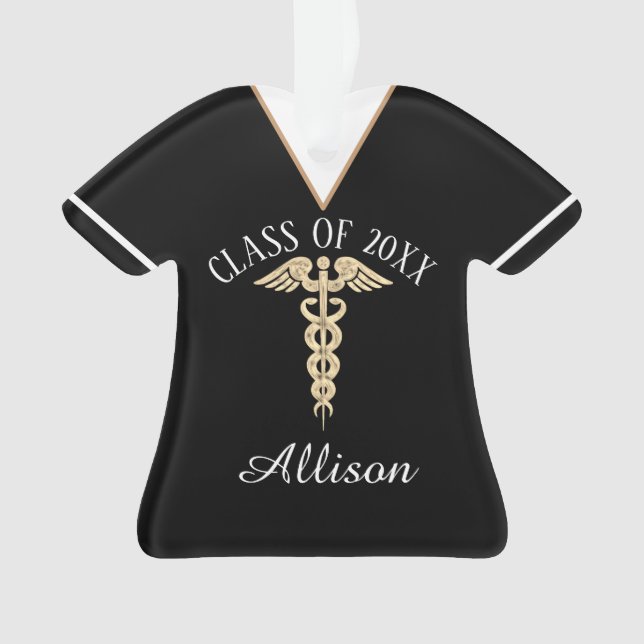 Customized Nurse Graduation Uniform Scrub Top Ornament (Front)