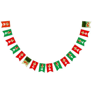 Customized Nutty Nutcrackers Cartoon Bunting Flags