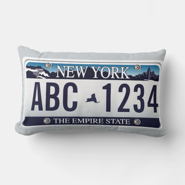 Customized Old New York Vehicle Licence Plate Lumbar Pillow (Front)