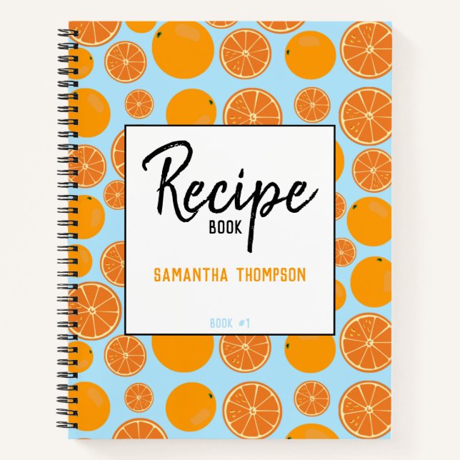 Customized Orange Fruit Pattern Recipe Cookbook Notebook (Front)