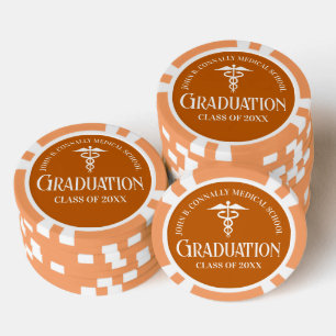 Customized Orange Medical School Graduation Party Poker Chips